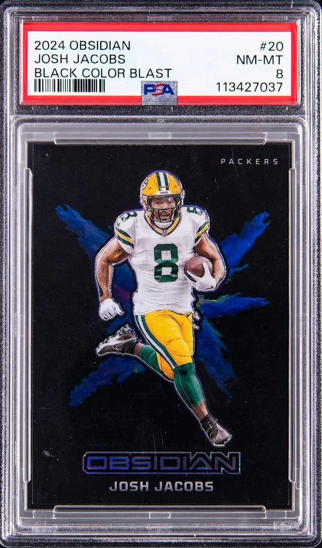 2024 Panini Obsidian Josh Jacobs Black Color Blast #20 card image