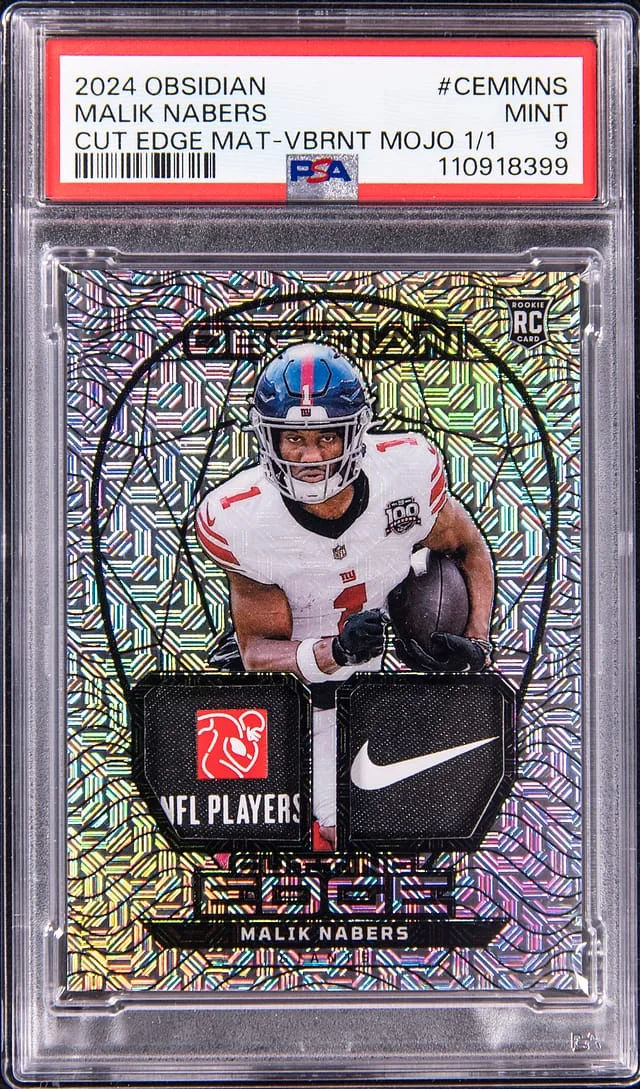 2024 Panini Obsidian Malik Nabers Cutting Edge Materials Vibrant Mojo #CEM-MNS card image