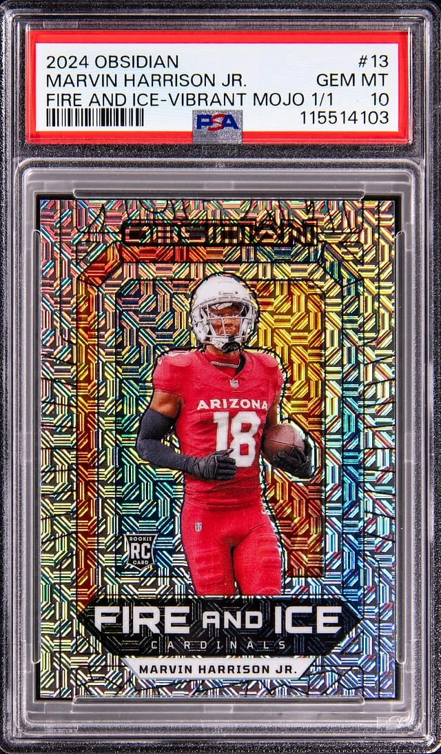 2024 Panini Obsidian Marvin Harrison Jr. Fire And Ice Vibrant Mojo #13 card image