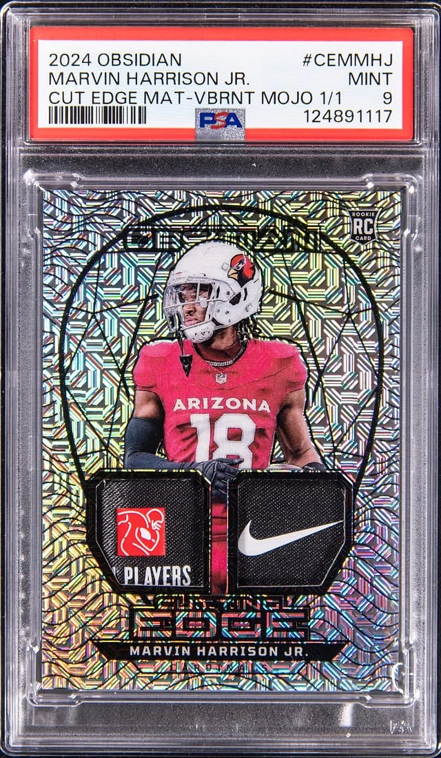 2024 Panini Obsidian Marvin Harrison Jr. Cut Edge Material Vibrant Mojo #CEM-MHJ card image