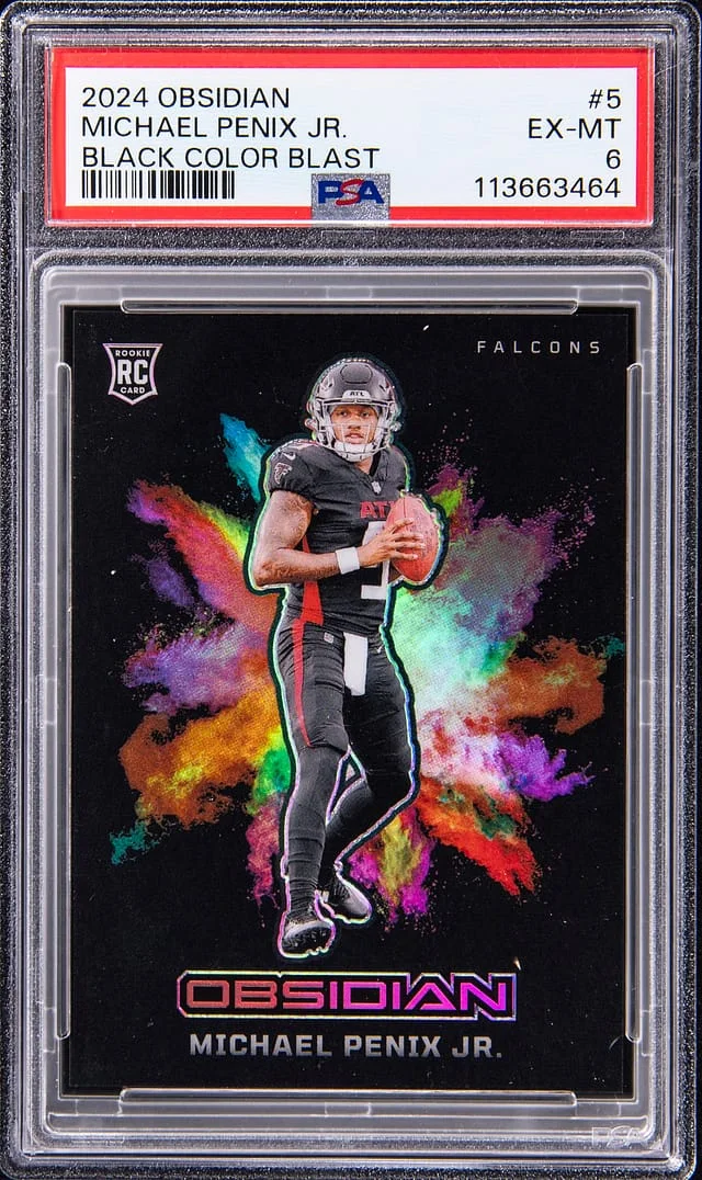 2024 Panini Obsidian Michael Penix Jr. Black Colorblast #5 card image