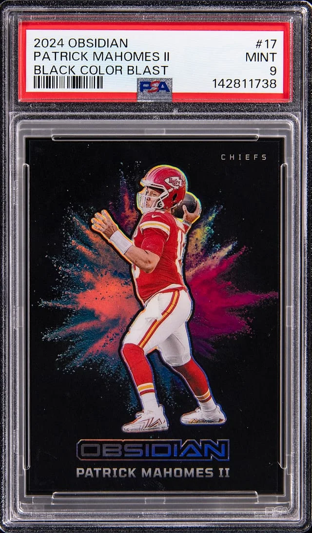 2024 Panini Obsidian Patrick Mahomes II Black Color Blast #17 card image
