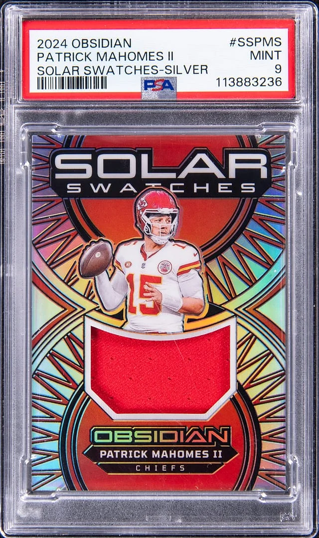 2024 Panini Obsidian Patrick Mahomes II Solar Swatches Silver #SS-PMS card image