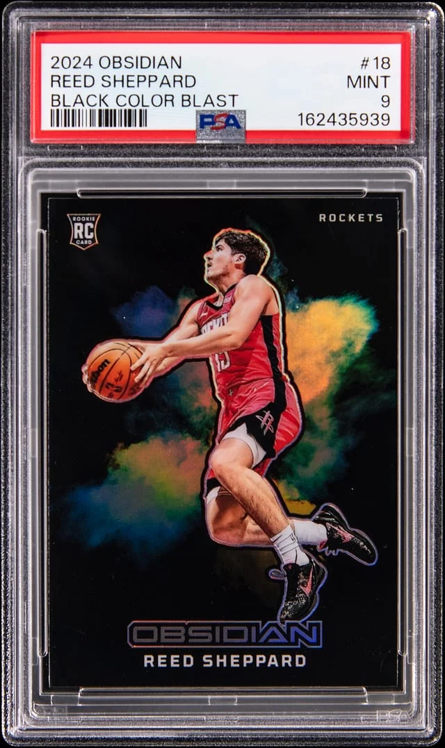 2024 Panini Obsidian Reed Sheppard Black Color Blast #18 card image
