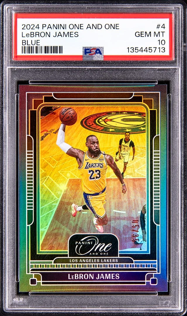 2024 Panini One and One LeBron James Blue #4 card image