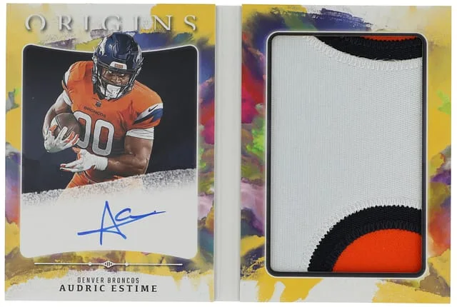 2024 Panini Origins Audric Estime Booklet Patch Autographs Gold #RBO-AES card image