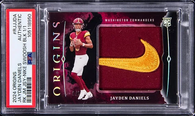 2024 Panini Origins Jayden Daniels Jumbo Jerseys Nike Swoosh Black #RJJ-JDA card image