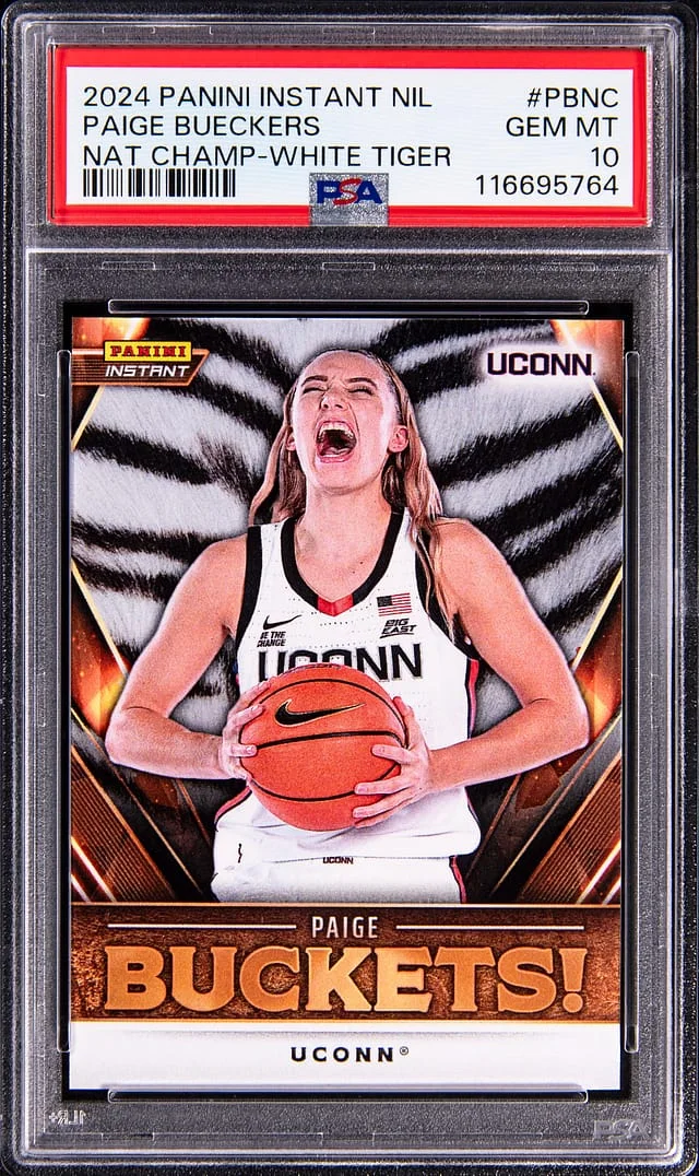 2024 Panini Paige Bueckers Instant NIL National Champ White Tiger #PB-NC card image