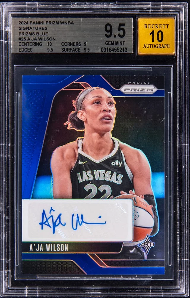 2024 Panini Prizm A'ja Wilson WNBA Signatures Prizm Blue #25 card image