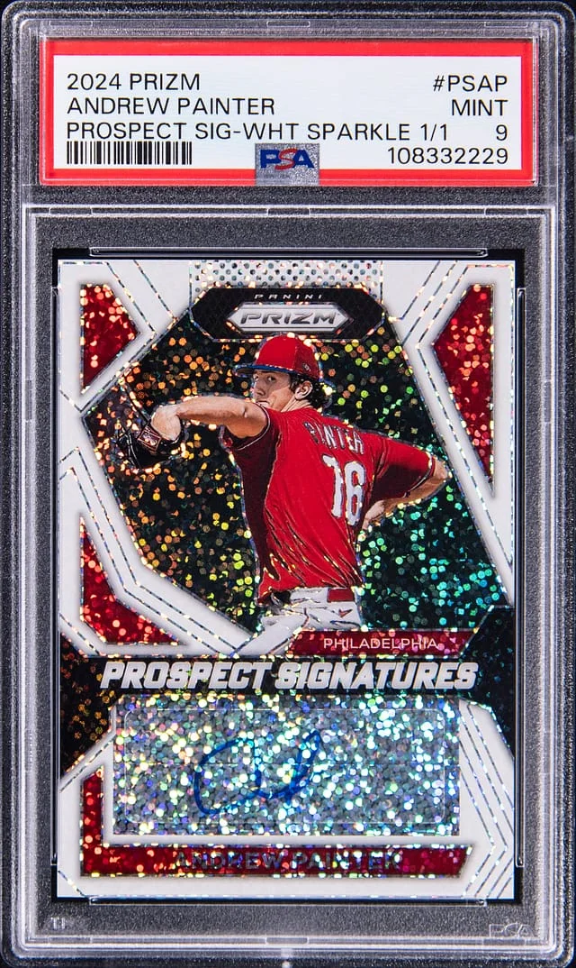 2024 Panini Prizm Andrew Painter Prospect Signatures White Sparkle Prizm #PS-AP card image