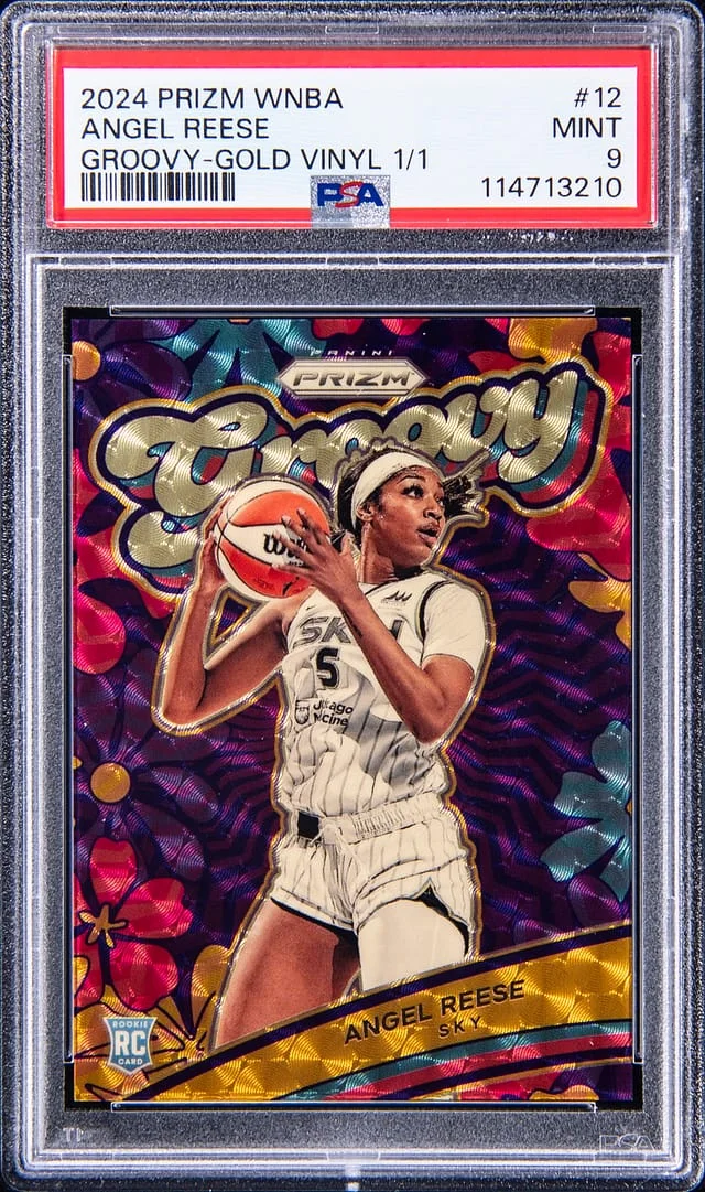 2024 Panini Prizm Angel Reese WNBA Groovy Gold Vinyl #12 card image
