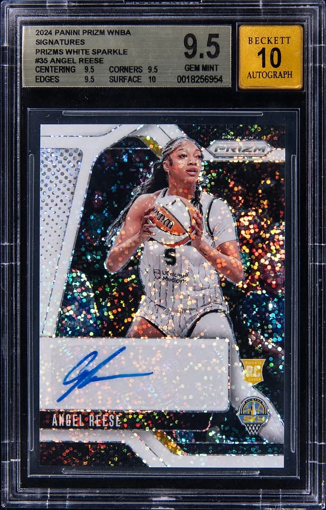 2024 Panini Prizm Angel Reese WNBA Signatures White Sparkle Prizm #35 card image