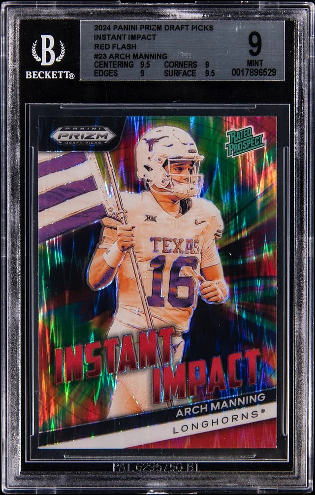 2024 Panini Prizm Arch Manning Instant Impact Red Flash #II-AM card image