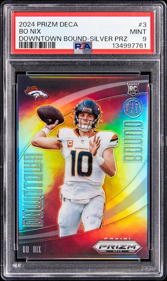 2024 Panini Prizm Bo Nix Deca Downtown Bound Silver Prizm #3 card image