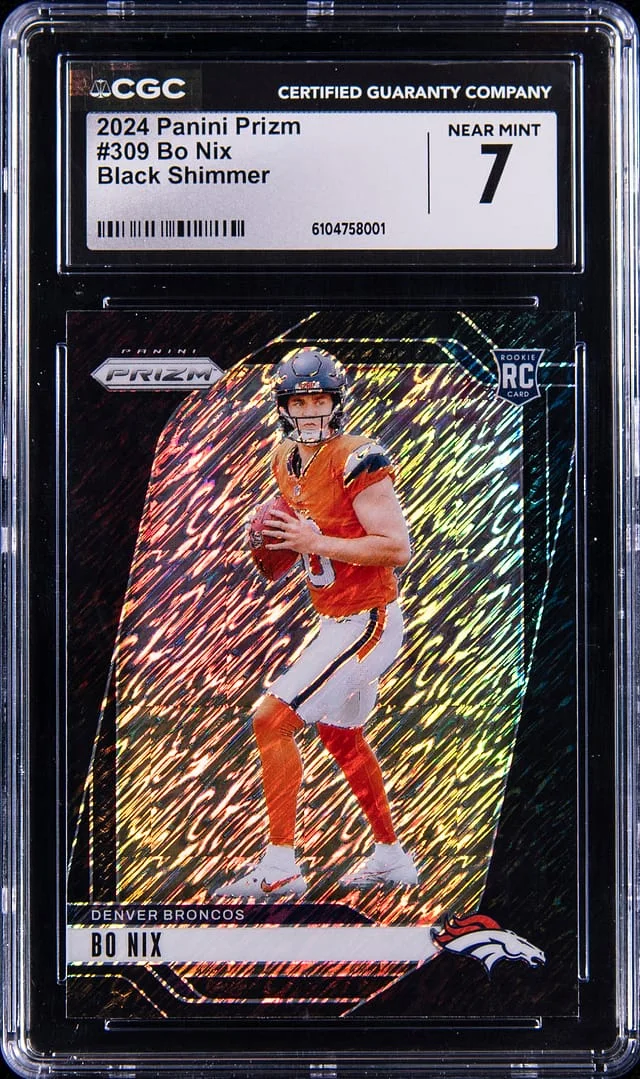 2024 Panini Prizm Bo Nix Black Shimmer Prizm #309 card image