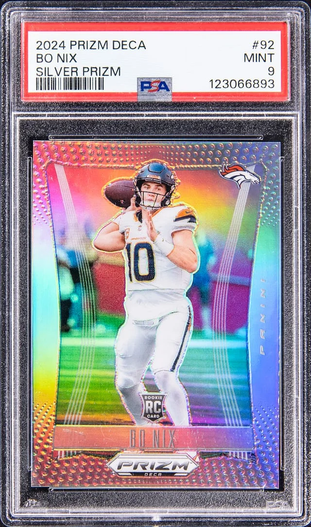 2024 Panini Prizm Bo Nix Deca Silver Prizm #92 card image
