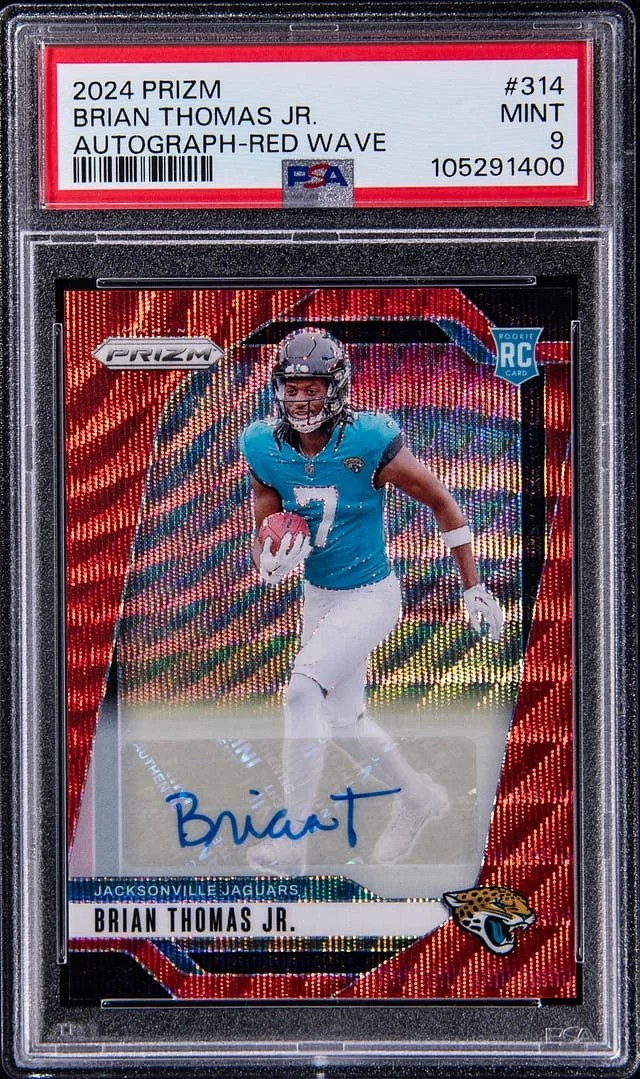 2024 Panini Prizm Brian Thomas Jr. Autograph Red Wave #314 card image