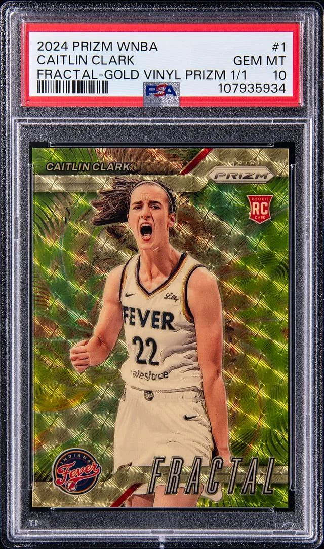 2024 Panini Prizm Caitlin Clark WNBA Fractal Gold Vinyl Prizm #1 card image