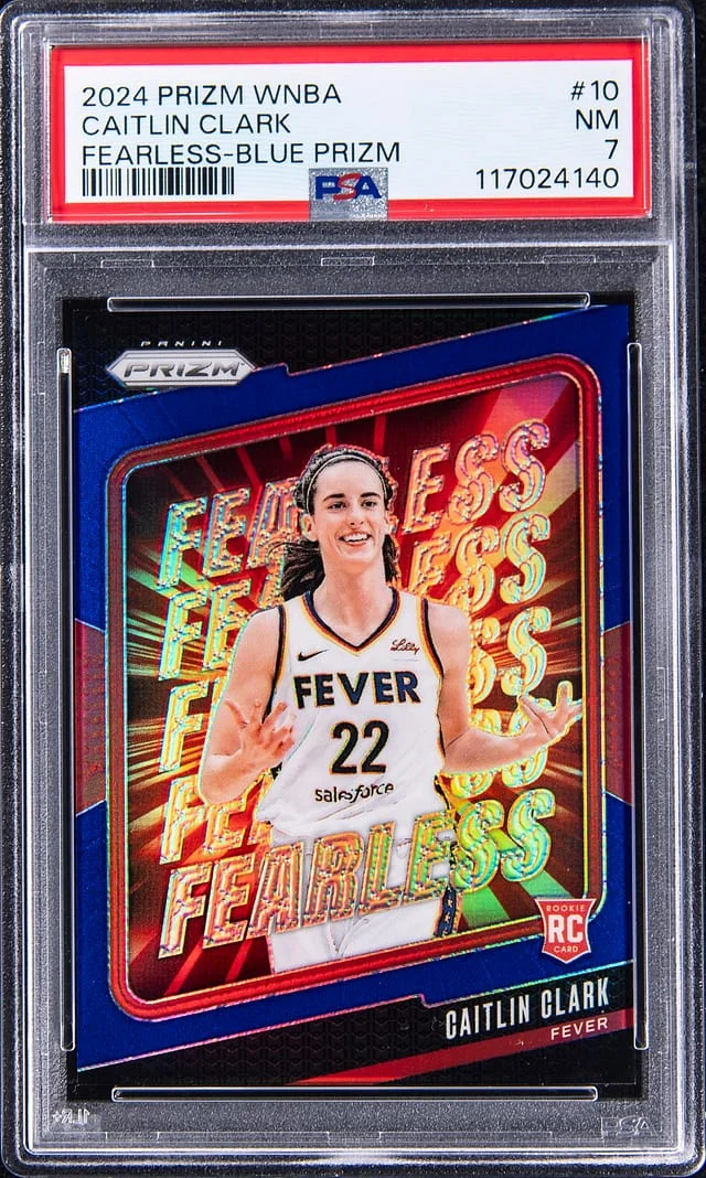 2024 Panini Prizm Caitlin Clark WNBA Fearless Blue Prizm #10 card image
