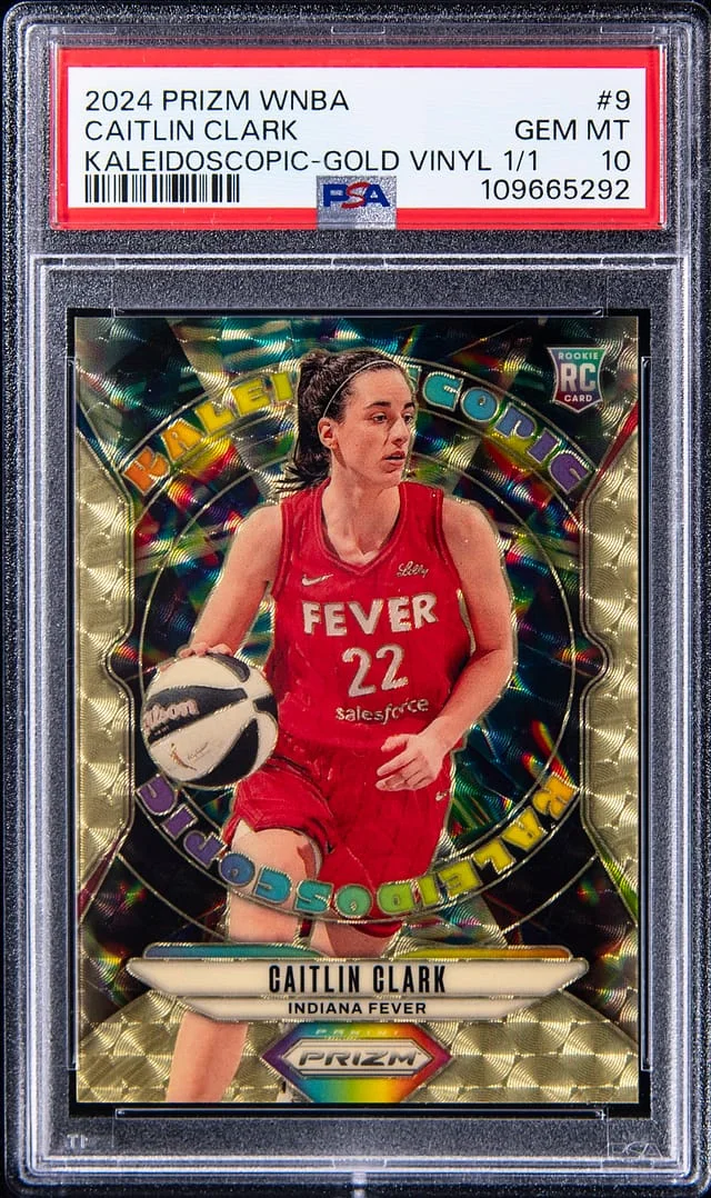 2024 Panini Prizm Caitlin Clark WNBA Kaleidoscopic Gold Vinyl Prizm #9 card image