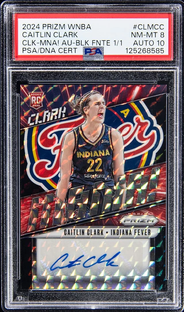 2024 Panini Prizm Caitlin Clark WNBA Clark-Mania! Autographs Black Finite Prizm #CLM-CC card image