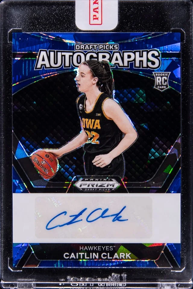 2024 Panini Prizm Caitlin Clark Draftpicks Blue Cracked Ice Autographs #DPA-CCK card image