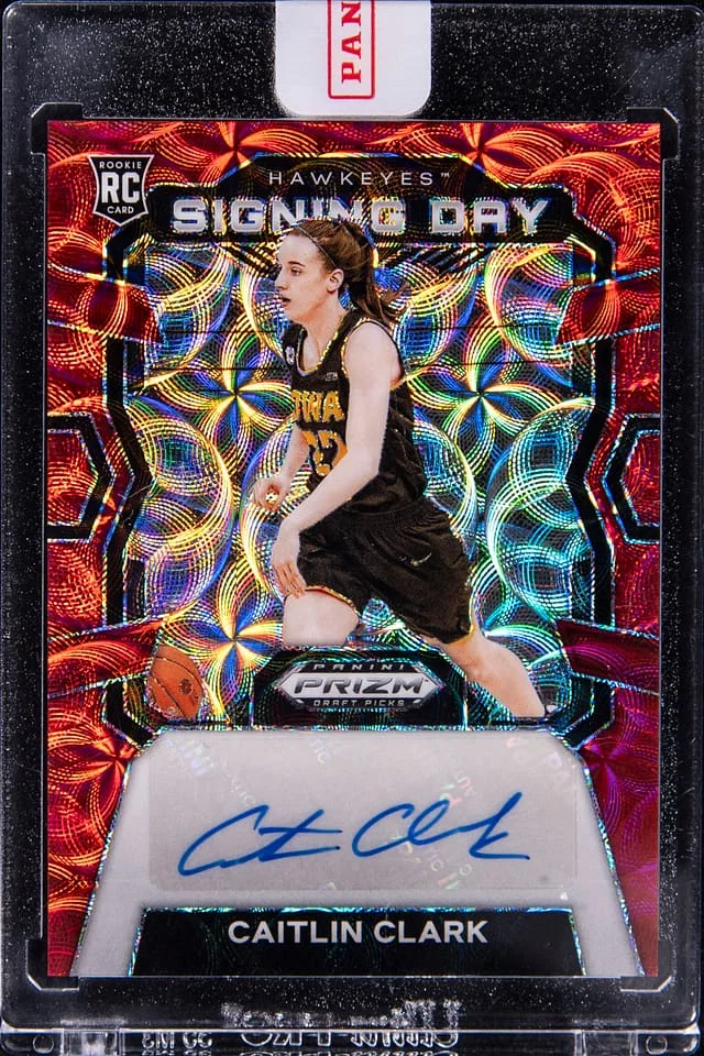 2024 Panini Prizm Caitlin Clark Draftpicks Signing Day Red Choice Autograph #SD-CAI card image