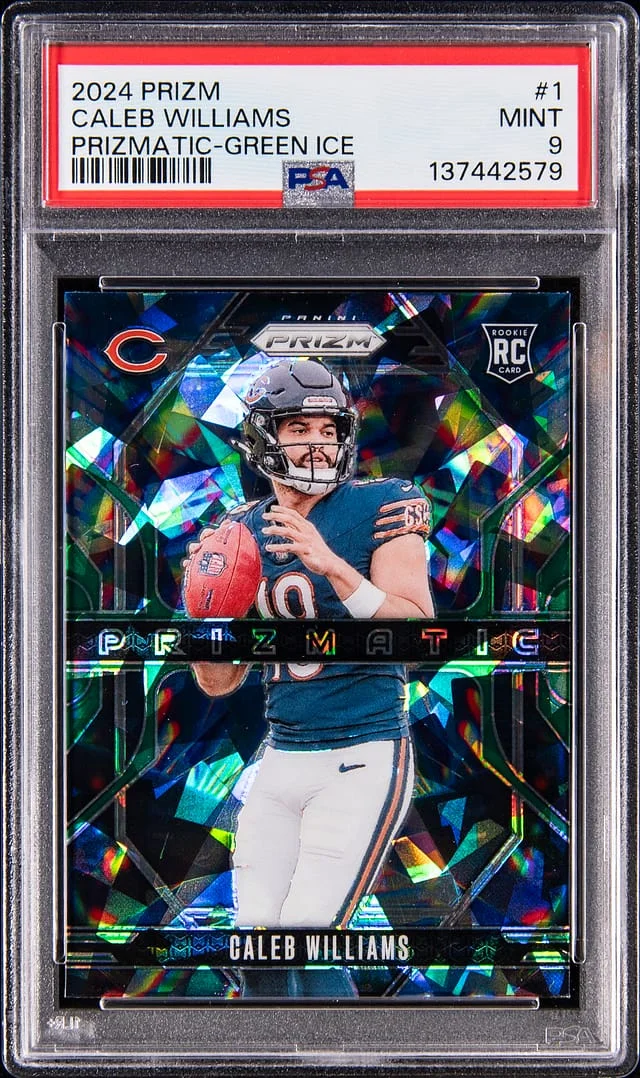 2024 Panini Prizm Caleb Williams Prizmatic Green Ice #1 card image
