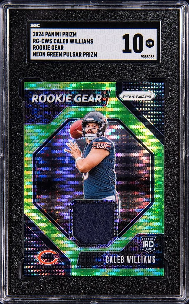 2024 Panini Prizm Caleb Williams Gear-Neon Green Pulsar Prizm #RG-CWS card image