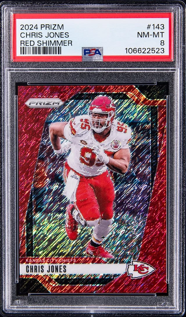2024 Panini Prizm Chris Jones Red Shimmer Prizm #143 card image