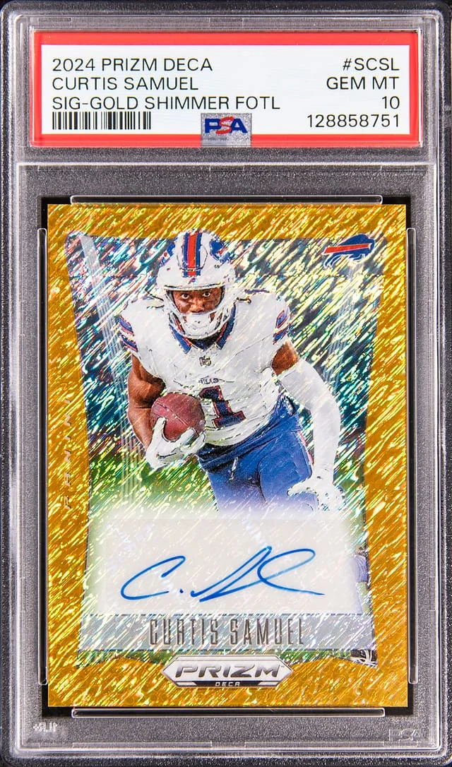 2024 Panini Prizm Curtis Samuel Deca Signatures Gold Shimmer FOTL Prizm #S-CSL card image