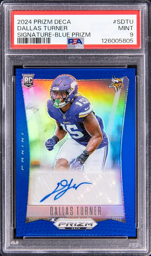 2024 Panini Prizm Dallas Turner Deca Signature Blue Prizm #S-DTU card image
