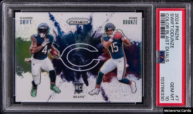 2024 Panini Prizm D'Andre Swift/Rome Odunze Color Blast Duals #7 card image
