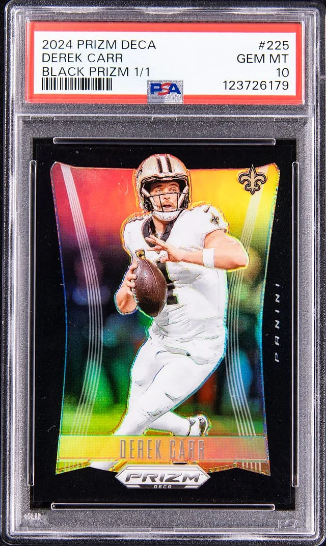 2024 Panini Prizm Derek Carr Deca Black Prizm #225 card image