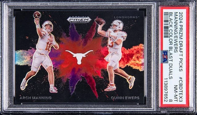 2024 Panini Prizm Draft Picks Arch Manning/Quinn Ewers Black Color Blast Duals #CBD-TEX3 card image