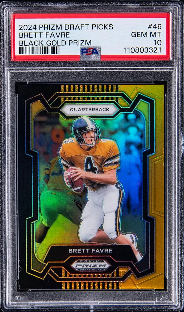 2024 Panini Prizm Draft Picks Brett Favre Black Gold #46 card image