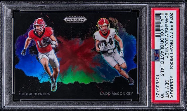 2024 Panini Prizm Draft Picks Brock Bowers/Ladd McConkey Black Color Blast Duals #CBD-UGA card image
