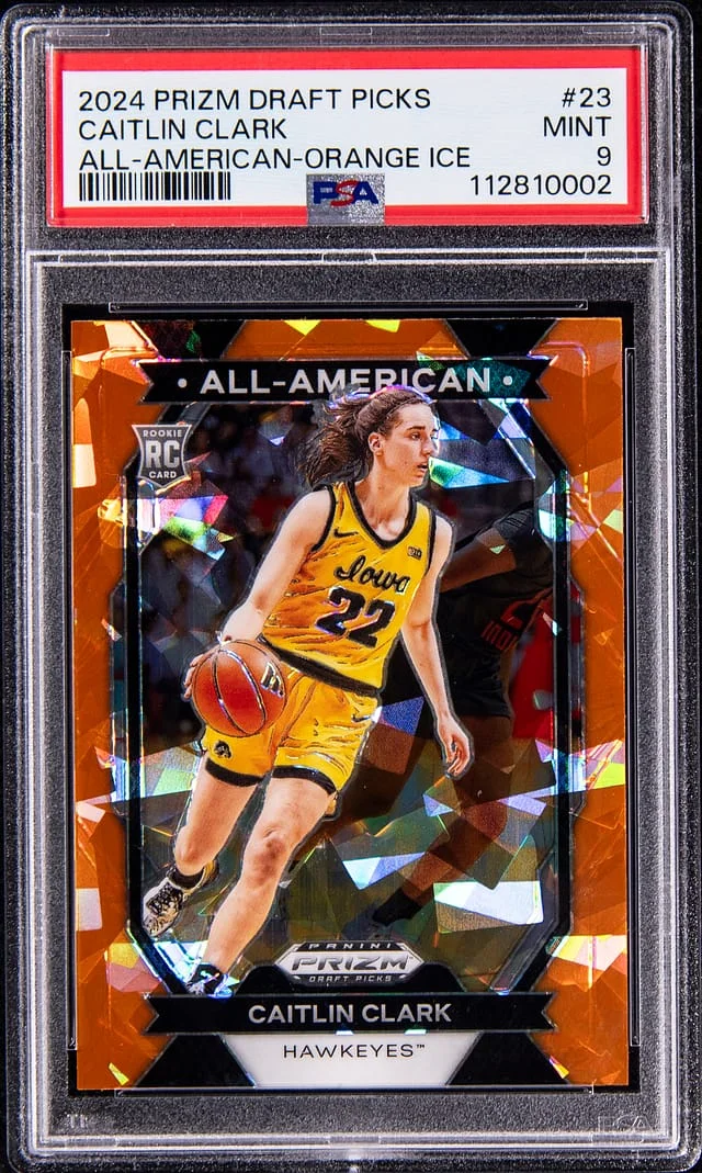 2024 Panini Prizm Draft Picks Caitlin Clark All American Orange Ice #23 card image