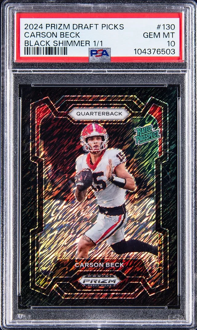 2024 Panini Prizm Draft Picks Carson Beck Black Shimmer Prizm #130 card image