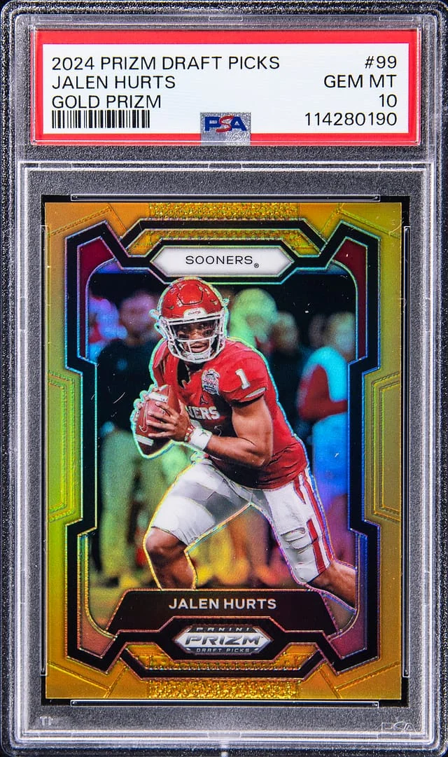 2024 Panini Prizm Draft Picks Jalen Hurts Gold Prizm #99 card image