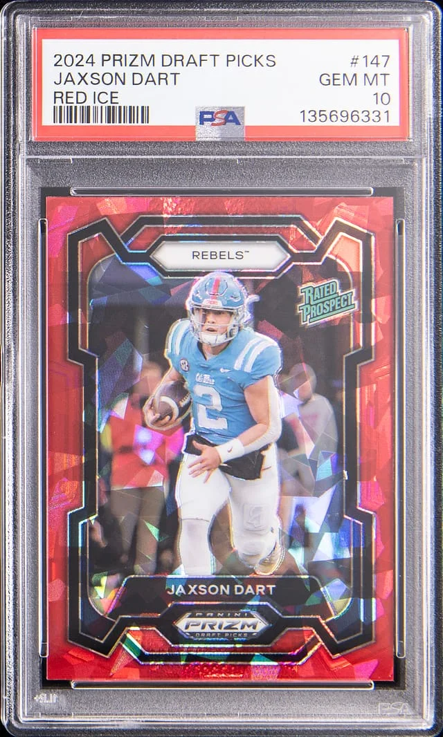 2024 Panini Prizm Draft Picks Jaxson Dart Red Ice #147 card image