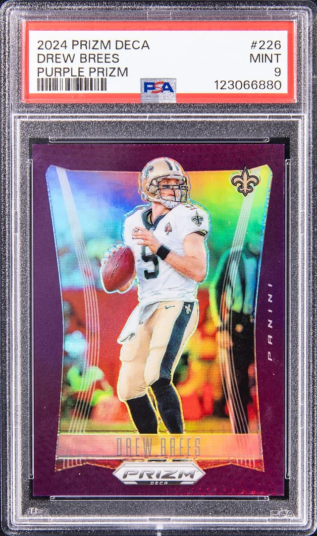 2024 Panini Prizm Drew Brees Deca Purple Prizm #226 card image