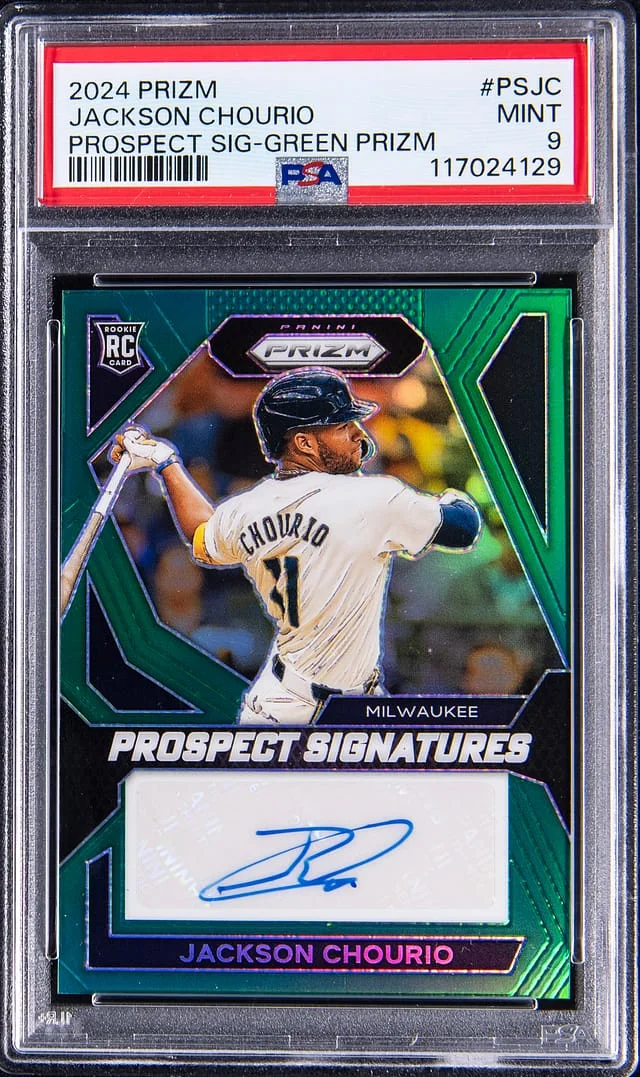 2024 Panini Prizm Jackson Chourio Prospect Signature Green Prizm #PS-JC card image