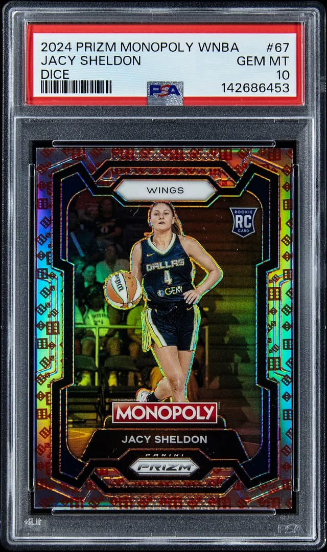 2024 Panini Prizm Jacy Sheldon Monopoly WNBA Neon Green Prizm #67 card image