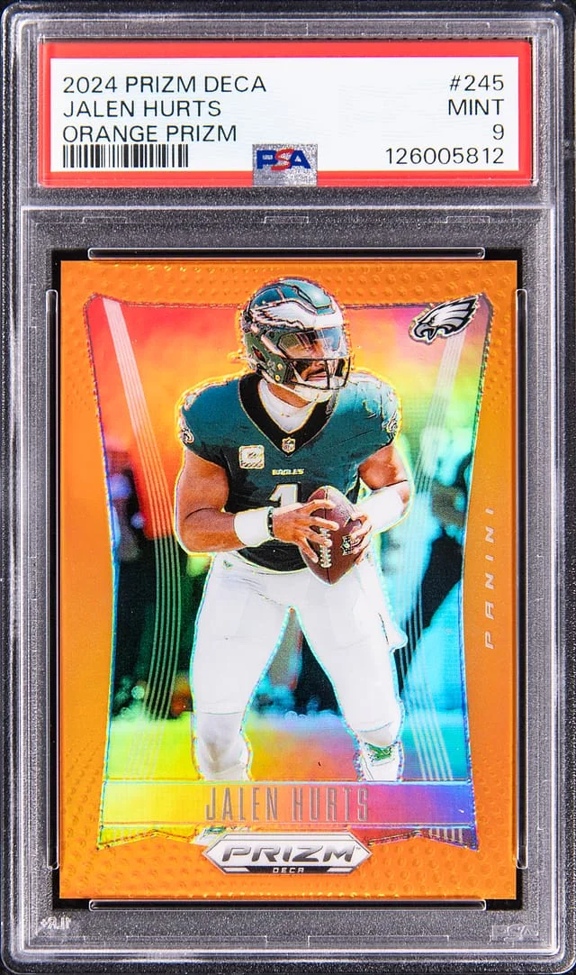 2024 Panini Prizm Jalen Hurts Deca Orange Prizm #245 card image