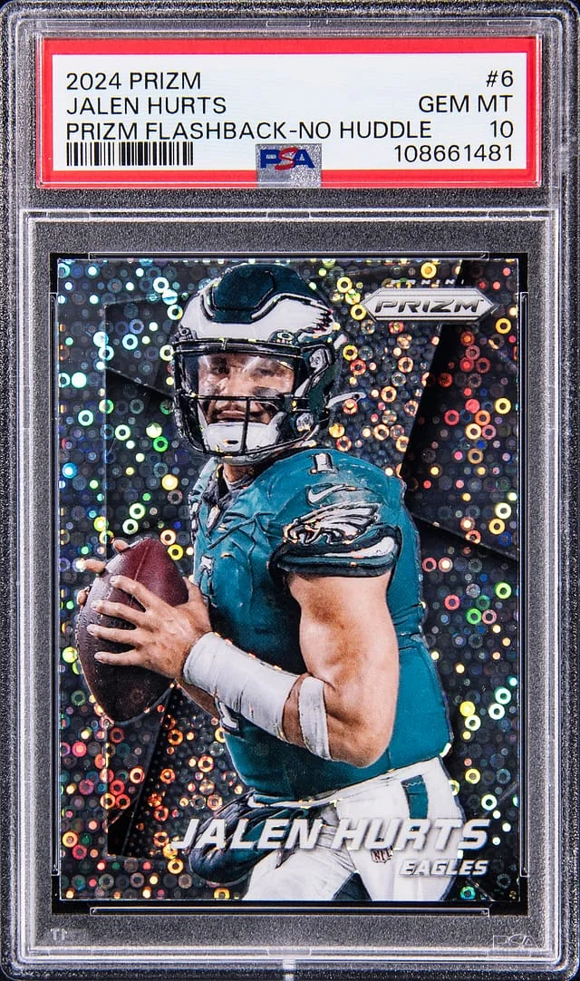 2024 Panini Prizm Jalen Hurts Prizm Flashback-No Huddle #6 card image