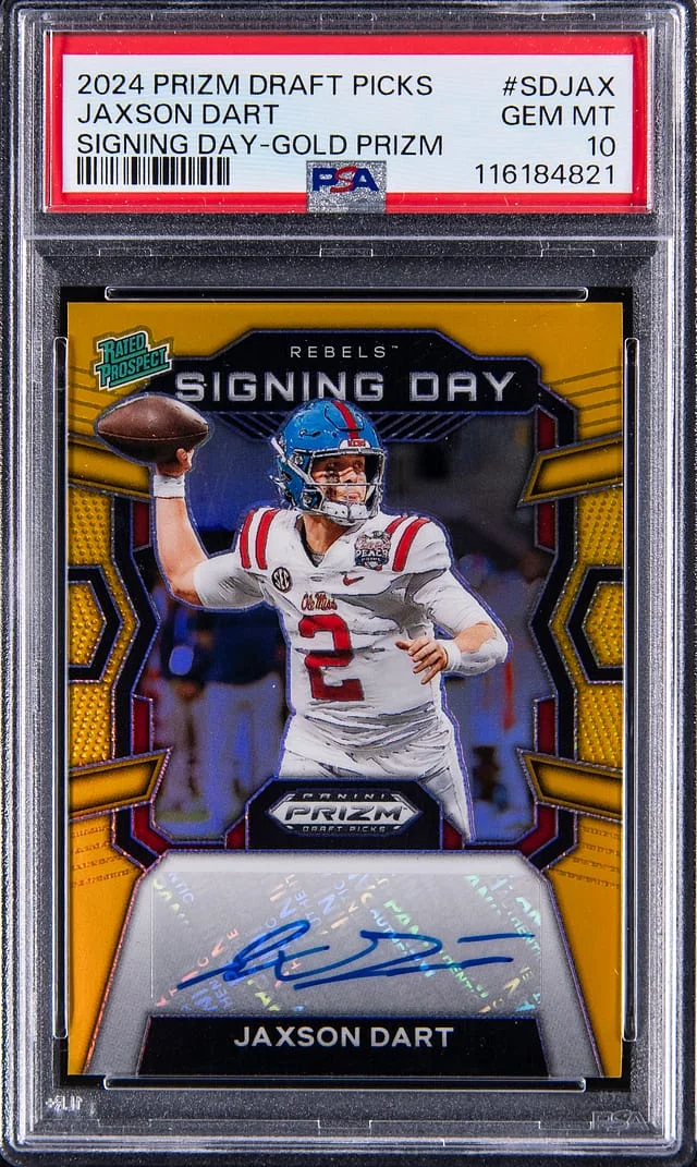 2024 Panini Prizm Jaxson Dart Signing Day Gold Prizm #SD-JAX card image
