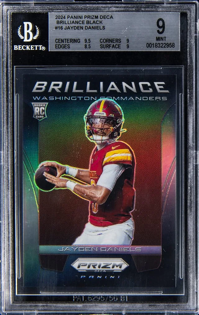 2024 Panini Prizm Jayden Daniels Deca Brilliance Black Prizm #16 card image