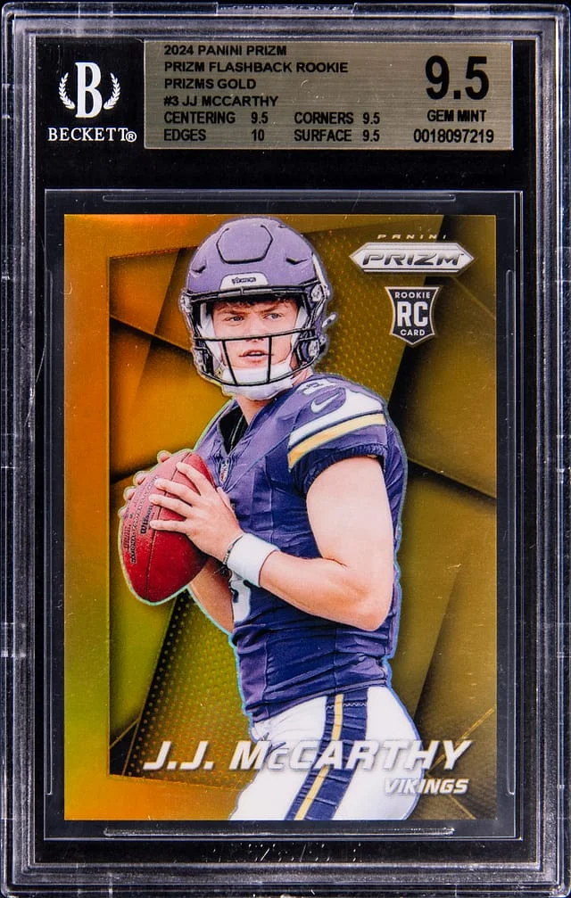 2024 Panini Prizm J.J. McCarthy Flashback Gold Prizm #3 card image