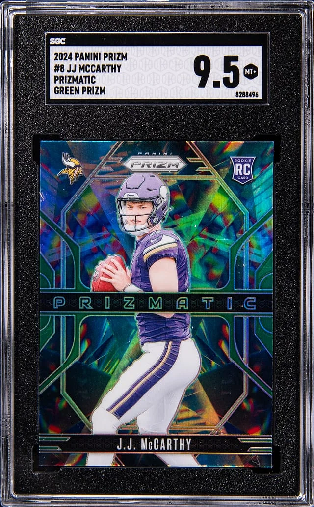 2024 Panini Prizm J.J. McCarthy Prizmatic-Green Wave Prizm #8 card image